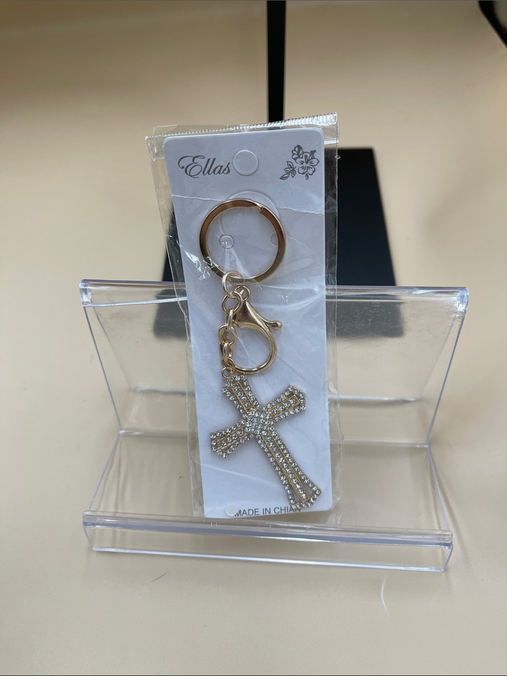 Ella Gold Crystal Cross Key & Bag Charm